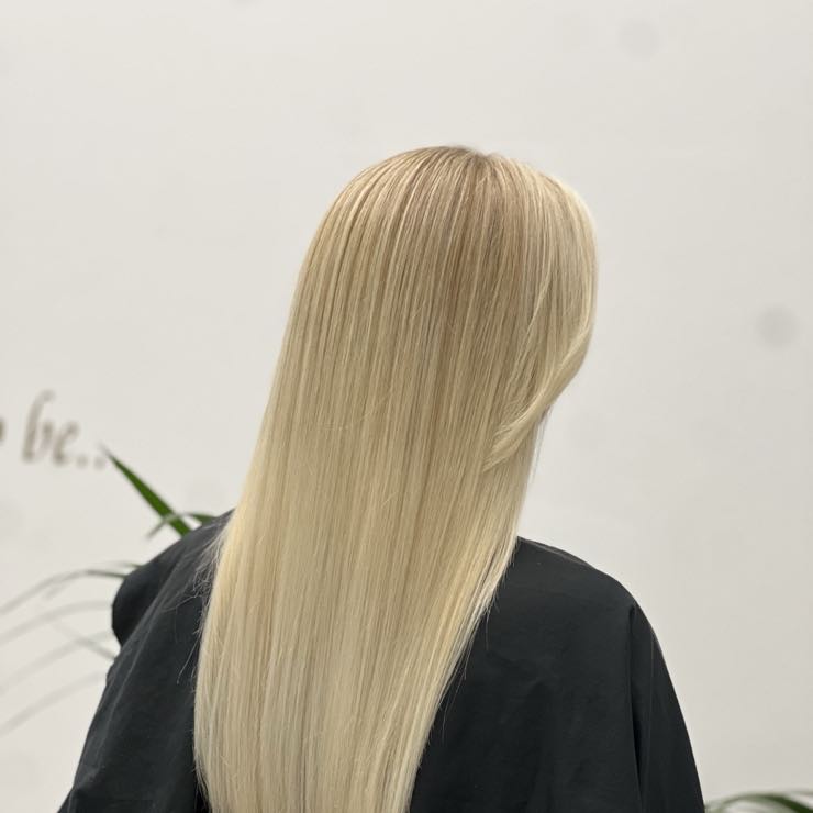 Blonde blends on long straight hair