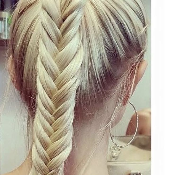 A fishtail braid in blonde hair